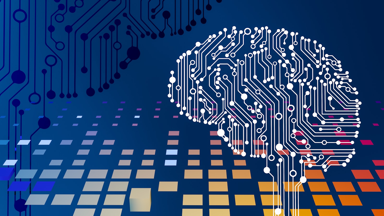 a computer circuit board with a brain on it